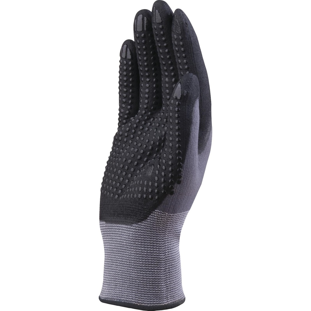 POLYAMIDE SPANDEX KNITTED GLOVE - NITRILE/PU PALM + DOTS (10)